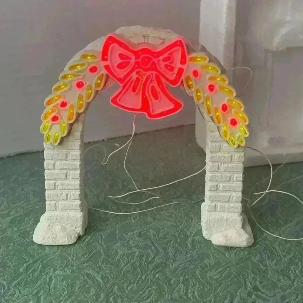 VTG Department 56 BRITE LITES Santa On Sleigh, Lighted Arch, Adapter LOT Works